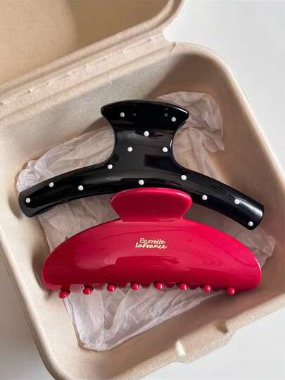 2pcs/1pc 10.1cm/3.98in Red & Black Lightweight Plastic Hair Clips, Fashionable Versatile Elegant Minimalist Solid Color Hair Claws, Suitable For Daily, Casual, Party, Commute, Beach, Bun, Ponytail, Washing Face, Makeup, Outfit Accessory