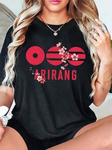 Ropa de mujer a la moda para todas las estaciones, con una presentación artística de los caracteres coreanos "아" (a), "리" (ri) y "랑" (rang), que juntos forman "Arirang". Estos tres símbolos también están diseñados con elementos visuales que se asemejan a la bandera nacional de Corea, el - Negro - Ver 6