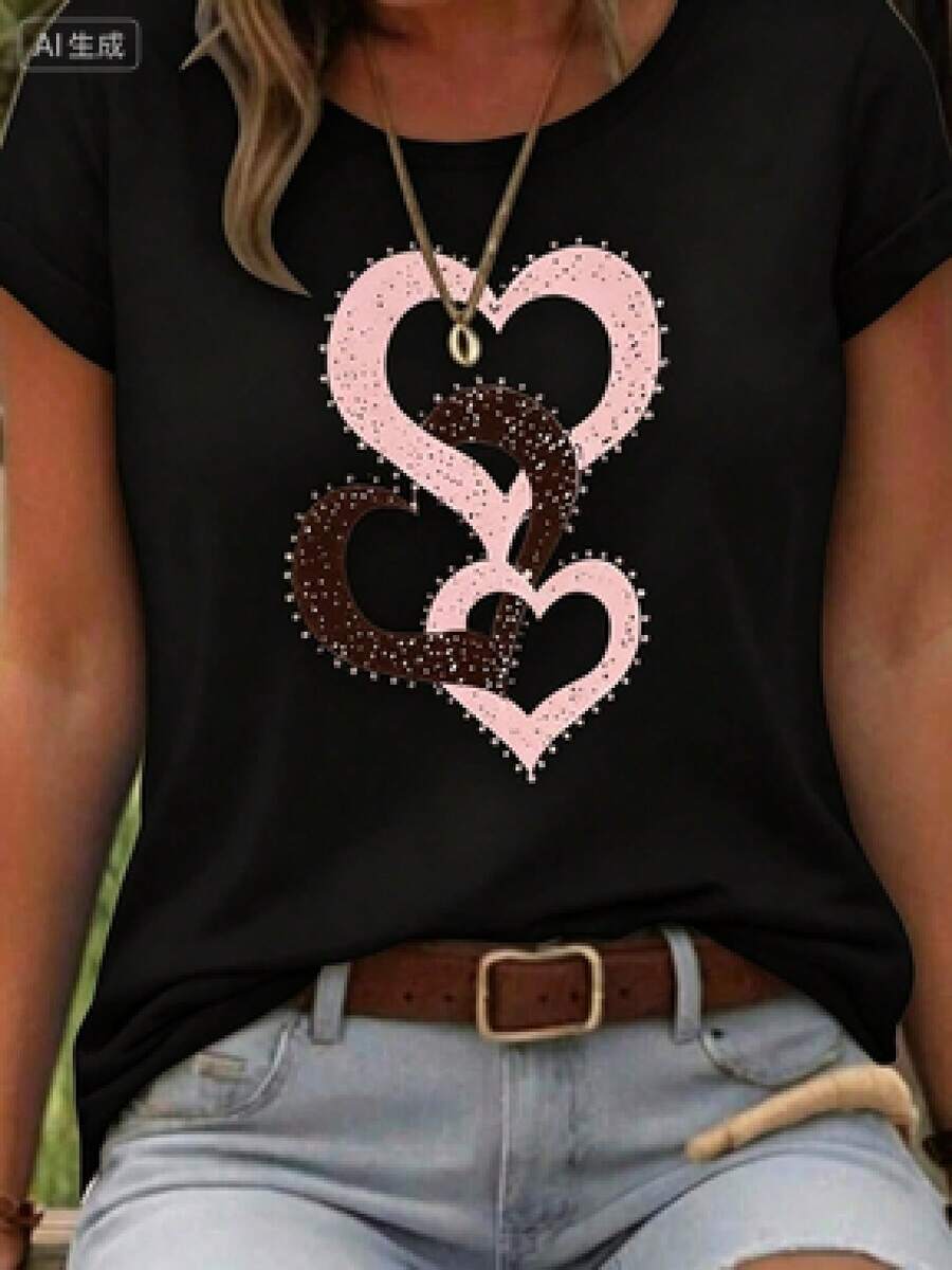 Una camiseta de manga corta con estilo retro americano, diseño holgado, estampado (los pantalones son solo sugerencias de estilo), camiseta gruesa multicolor, material 100% algodón, estampado moderno, adecuada tanto para hombres como para mujeres, estilo nuevo de primavera/verano/otoño, transpirable y cómoda, sencilla y versátil, la elegante camiseta unisex con estampado tropical es muy adecuada para vacaciones, Halloween y fiestas del Día de la Independencia de México. - Negro - Ver 1