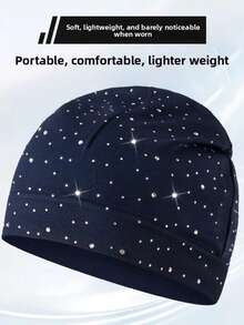 1 pieza Gorro casual de estilo callejero de unicolor con estampado de calavera de nailon, unisex para todas las estaciones - diamante entero - Ver 2