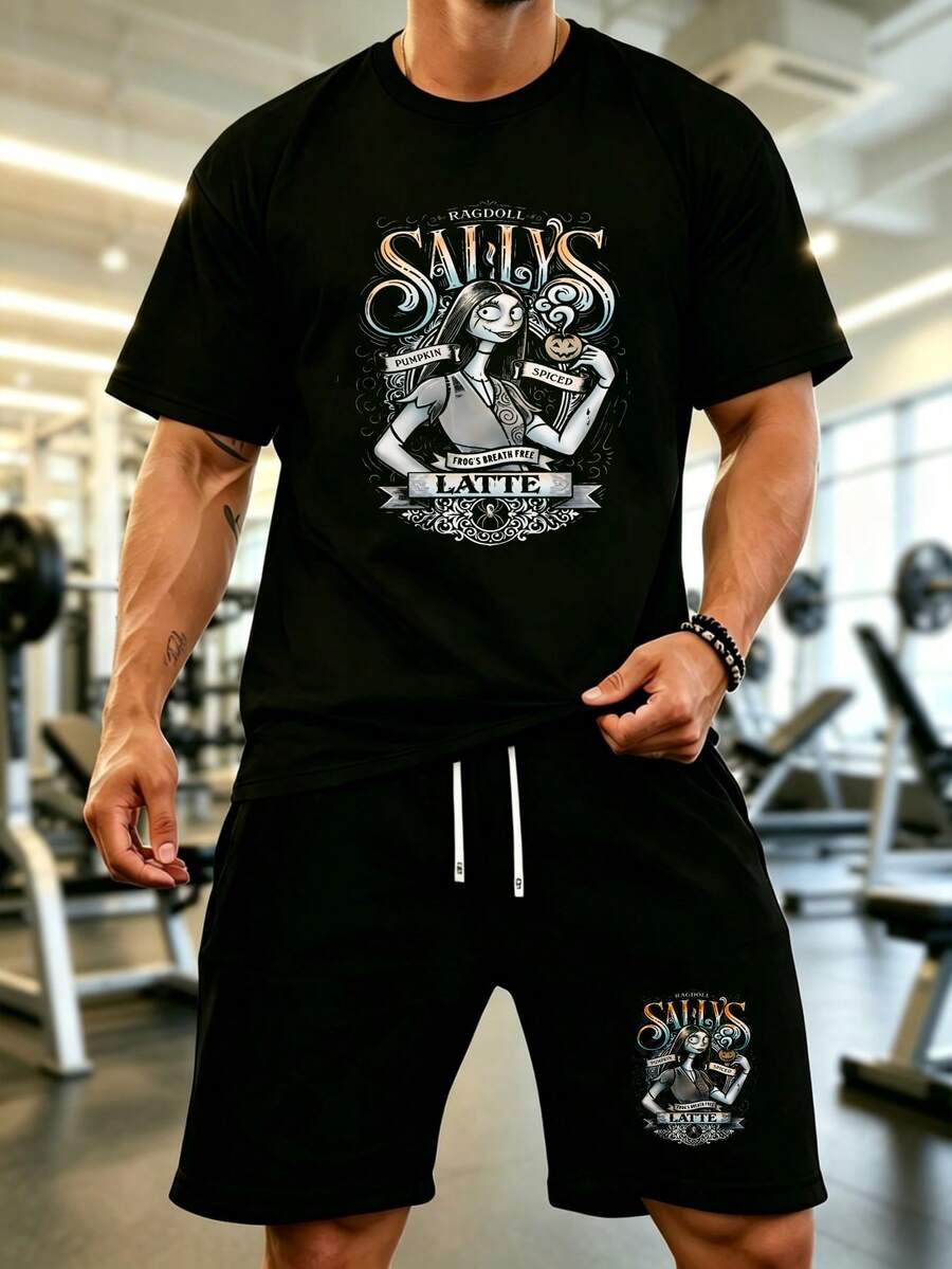 Men 2 Piece Set  Graphic Tees Men  Clothes COOL SUMMER Sallys Spiced Latte T-Shirts Men Women Nightmare Before Christmas T Shirts Halloween Pumpkin Cotton Tees Birthday Gift Tops Workout Sets Women Workout Sets Men