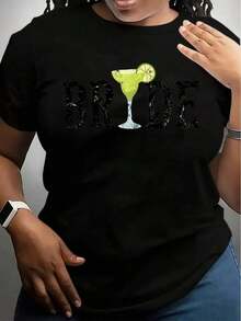 Dam-T-shirts - Svart - Visa 7