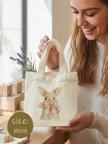 5/10pcs Mini/S/M/L Size Reusable Cute Rabbit Bow Heart Pattern Canvas Gift Bags Party Favor Bags Set, Birthday Party Kids Theme Party Gift Bags Baby Shower Back To School Graduation Party Theme Party Thanksgiving Christmas Anniversary Party Gift Packaging Bags Essential - View 22