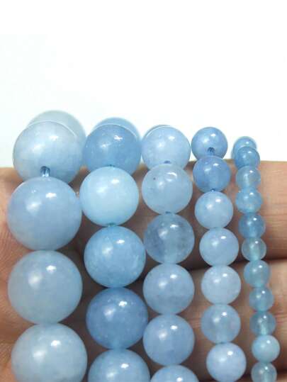 4/6/8/10mm Natural Stone Beads Aquamarine Polished Round Smooth Gemstone Beads For Jewelry Making,Necklace