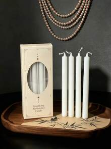 2 piezas/4 piezas Velas blancas de lujo con punta, velas largas, velas de aromaterapia, velas blancas a rayas, iluminación para meditación, creación de ambiente, adecuadas para el hogar, restaurante, decoración de hotel, gran idea de regalo, decoración navideña, regalo de cumpleaños, regalo para mujeres - Blanco - Ver 7
