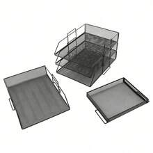 Black Paper Letter Tray, 5 Tiers Desk File Organizer, Stackable Desk File Document Organizer For Letters, Documents, Files, Notebooks, Stationery, Magazines, Small Books, Etc. - A - View 8