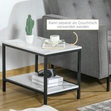 Set Of 2 Coffee Tables, Side Tables, Nesting Tables, Sofa Tables With A Modern Design, Marble-Effect Living Room Tables, For Bedrooms, Made Of Steel - White - View 6