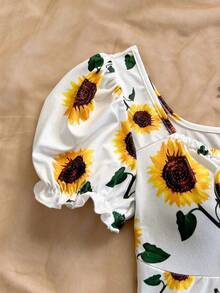 Estilo bohemio, floral romántico, estilo de vacaciones, blusas con estampado floral con temática del 4 de julio, blusas de vacaciones, blusas con cuentas, blusas de fiesta, blusas de tirantes, blusas cortas con temática del 4 de julio para mujeres, - Amarillo - Ver 4