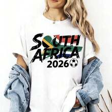 Spain 2026 World Cup Fan T-Shirt, Spanish Flag T-Shirt, La Roja T-Shirt For The 2026 World Cup, Gift For The Spanish National Team. Y2K Style Sportswear, Crew Neck, 100% Cotton, Soft Fabric, Short Sleeves. - 白色 7 - 查看 7