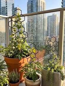 1pc 4.96x5.91 Inch Honeycomb Plant Trellis, Rust-Resistant Plastic Trellis Suitable For Potted Vines And Flowers, Space-Saving Support Rack For Indoor And Outdoor Garden - Multicolor - View 4