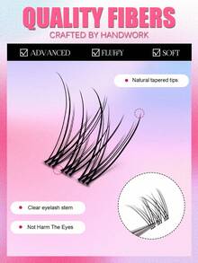 Asiteo 120pcs Bulu Mata Palsu Individual Transparan Bentuk D, Bulu Mata Tunggal DIY Alami, Desain Tulang Ikan Silang Padat, Lembut & Ringan, Cocok Untuk Riasan Sehari-hari Atau Saat Bepergian, Bulu Mata DIY di Rumah, Pesta, Riasan Sehari-hari, Ekstensi Bulu Mata, Hadiah Wisuda, Bulu Mata Liburan - D - View 5