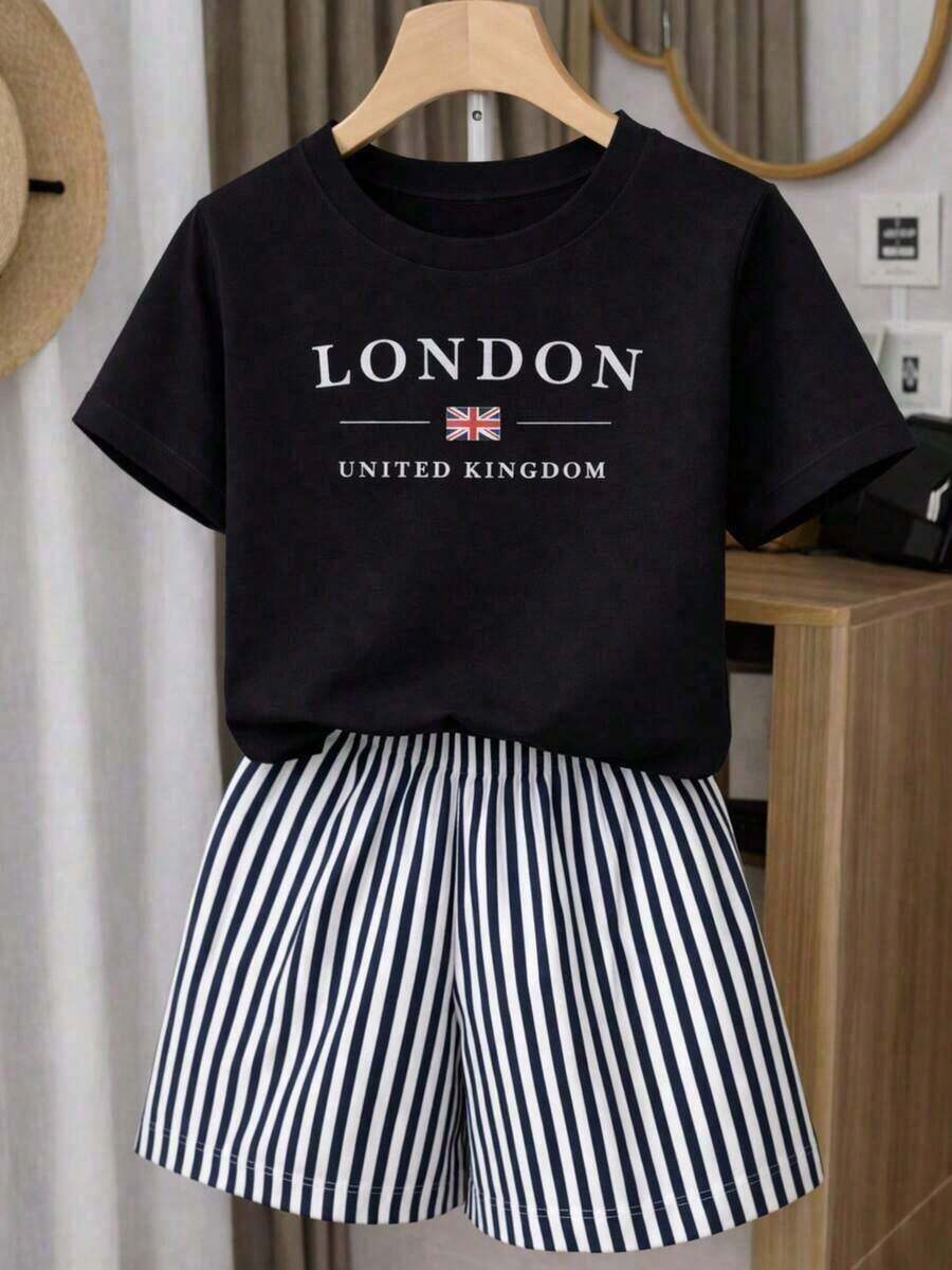 A Short-Sleeved T-Shirt With A Retro American Style, Loose Fit, Print (The Pants Are Just Style Suggestions), Thick Multicolored T-Shirt, 100% Cotton Material, Modern Print, Suitable For Both Men And Women, New Spring/Summer/Autumn Style, Breathable And Comfortable, Simple And Versatile, The Stylish Unisex Tropical Print T-Shirt Is Very Suitable For Holidays, Halloween And Mexican Independence Day Parties. - 黑色 - 查看 1