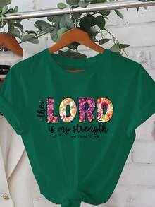 1 Women's T-Shirt With Religious Floral Print - White Religious Clothing, Casual Round Neck Top, Suitable For Church, Bible Study And As A Gift For Christian Women, 180g Opaque 100% Cotton Fabric. - 白色 - 查看 8