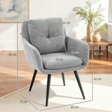 Modern Accent Chair, Upholstered Chair With Metal Legs, Linen Look, Light Grey - Light Gray - View 6