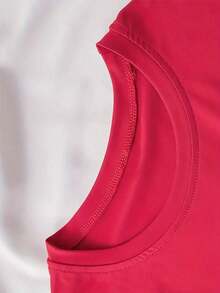 Camiseta con Estampado de Letras, Manga Corta, Cuello Redondo, Estilo Casual para Verano y Primavera, Ropa de Mujer, Camiseta Casual de Manga Corta con Estampado Gráfico para Mujer, Regalo para el Día de la Madre o Pascua - Rojo - Ver 4