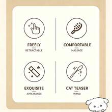 1件装三合一可伸缩逗猫棒，柔软硅胶按摩刷+猫抓梳，室内猫咪互动玩具，宠物用品，宠物玩具 - 彩色 - 查看 9