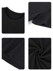 Nueva camiseta de cuello redondo para mujer, manga corta, holgada, casual y versátil con ‌ estampado de gatos a la moda ‌ , tejido suave y de buena caída 3UKS - negro - Ver 6