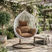 Thick Swing Chair Cushion, Soft Hammock Seat Pad, Breathable Hanging Egg Chair Pillow, Indoor/Outdoor Cozy Lounger Pad, Removable & Washable - 咖啡棕 - 查看 2