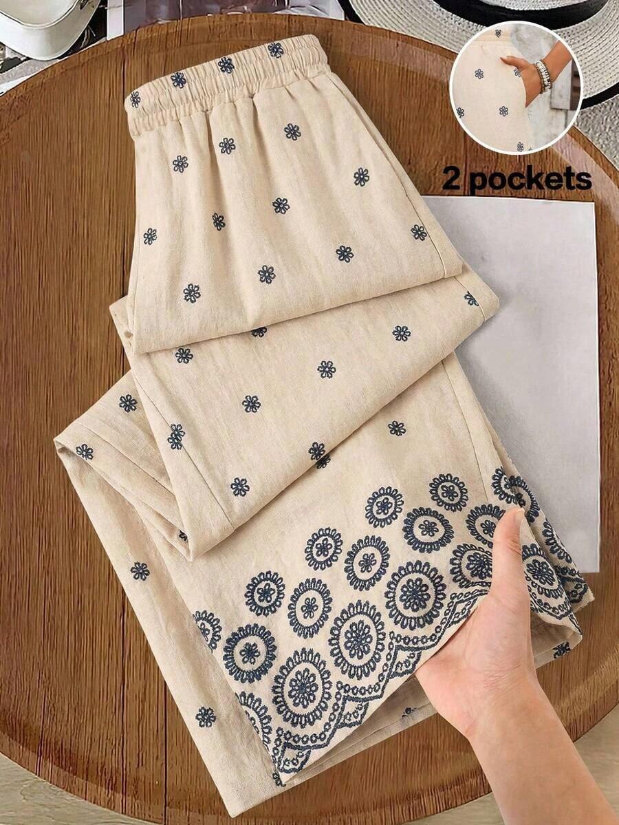 Pantalones casuales de unicolor para mujer, aptos para el verano - Multicolor 2 - Ver 1