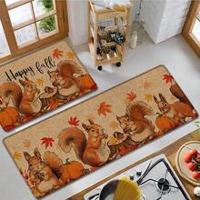 1pc Squirrel Pattern Printed Linen Kitchen Rug, Doormat, Bath Mat, Hallway Mat, 3D Printed Rectangle Carpet For Living Room, Bedroom, Corridor, Bathroom, Laundry Room - Polyester Rug For Indoor And Outdoor Home Decor - Multicolor - View 5