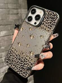 Funda de teléfono con estampado de guepardo y leopardo, 1 pieza, patrón plano de leopardo, IMD láser con borde suave y parte trasera dura, de alta calidad, compatible con modelos Apple 17/17Pro/17Promax/16/16Plus/16Pro/16ProMax/15/15Plus/15ProMax/14/14Plus/14Pro/14ProMax, 13/13Pro/13ProMax, 12/12Pro/12ProMax, 11/11Pro Max - Negro - Ver 2