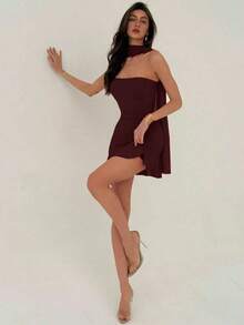 Vestido mini ajustado rojo de estilo romántico para el Día de San Valentín para mujeres - Granada - Ver 7