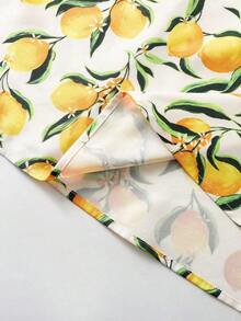 Vestido casual de mujer con estampado de limón sin mangas para vacaciones - Multicolor - Ver 7