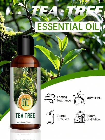 LISM 100ml Tea Tree Essential Oil, Suitable For Aromatherapy, Home Fragrance Diffuser, Yoga, Skincare And DIY Candle Making - 30ml Tea Tree Essential Oil, Fresh Scent, Ideal For Daily Use And Holiday Gifts.