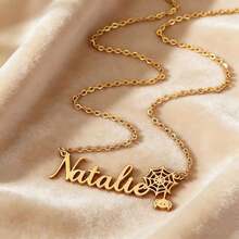 Personalized Spider Web Pendant Necklace, Can Be Engraved With Name/Letters/Text - Vintage Plaque Jewelry, Suitable For Daily Wear By Women, Elegant Gift, Suitable For Halloween, Christmas, Birthdays, And Year-Round Gifting Occasionsv - Multicolor - View 6