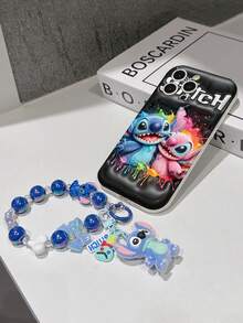 Disney Lilo & Stitch Phone Case With Stitch And Angel Charm And Stitch Lanyard - Cute Stitch And Angel Protective Case With Colorful Splash And Black Background Design, Equipped With Delicate Stitch Decorative Lanyard And Beaded Bracelet For Easy Carrying, Compatible With IPhone 17, 16, 15, 14, 13, 12, 11 Pro Series, Ideal For Birthdays, Holidays, Anniversaries, Graduation Gifts, Or Any Special Occasion To Surprise Family, Friends, Classmates, And Loved Ones. - trắng - Xem 7