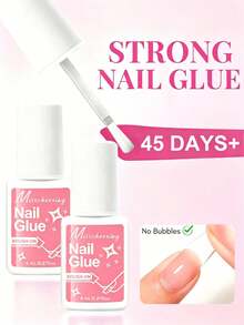 Misscheering 5pcs/3pcs/1pc Super Strong Brush-On Nail Glue For Acrylic Nails, Nail Tips And Press-On Fake Nails (8ml), Includes Sanding File For Glue Application And Broken Nail Repair. Acrylic Nail Glue, Nail Adhesive, Nail Glue Gel - 8ml - View 2