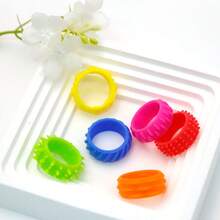 6/12pcs Silicone Sensory Rings.Finger Spinner Toy.Stress-Relief Sensory Rings,Silicone Stress-Relief Toy.Finger Ring And Bracelet Sets.Classroom Rewards,Birthday Gifts,Travel-Friendly Party Favors.Office Supplies,Christmas Gift Bags,Party Gift Bags - Multicolor - View 5