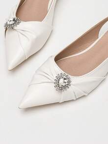 New Fashion Women's Pointed Toe Bow Tie Mary Jane Casual Flat Shoes, Backless Sandals - White - View 2