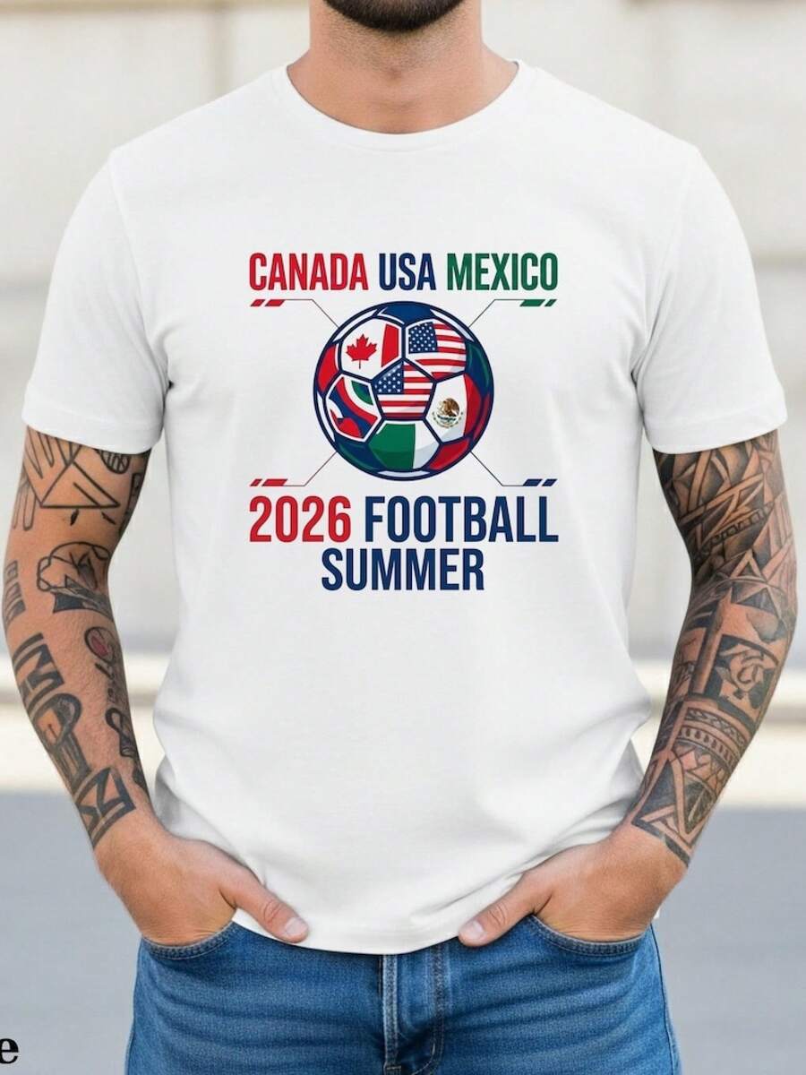 Camiseta de Fútbol de Verano 2026, Camiseta de Canadá, México, EE. UU., Fútbol Global 2026, Regalo para Fanáticos del Fútbol, Camiseta de Fútbol Internacional, Camiseta para Fanáticos del Deporte - Negro - Ver 1