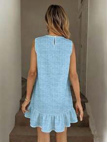 Vestido mini casual con estampado de rayas para mujer, adecuado para primavera/verano - Azul - Ver 2