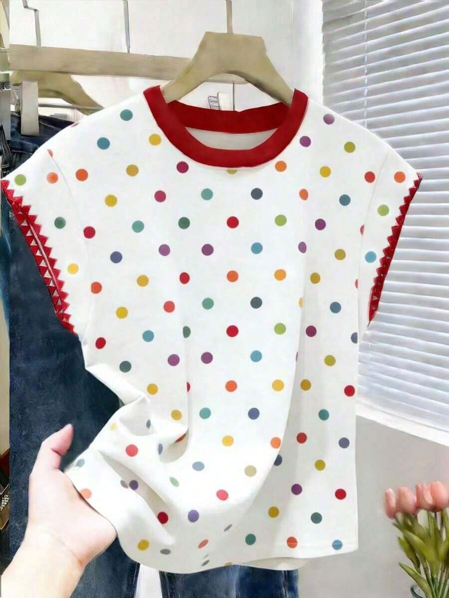 Nueva camiseta de manga corta con bloques de color y rayas, ropa de primavera/verano - Multicolor 7 - Ver 1