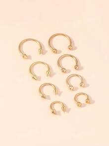 8 chiếc khuyên mũi bằng thép không gỉ hình chữ C, trang sức mũi. - Vàng - Xem 1