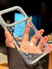 Funda de teléfono elegante con cristales de diamantes de imitación coloridos estilo dopamina Star, compatible con iPhone 16 Pro Max, 15 modelo nuevo, 16, 13, 14, 15 Pro, funda transparente con protección anti-caídas para mujeres - transparente - Ver 4