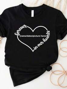 1pscForever In Our Hearts, Camiseta Conmemorativa Personalizada con Foto, Regalo de Duelo, Regalo Conmemorativo Personalizado, Camisetas Embrance de Algodón Grueso para Mujer – Top Negro para Damas – Camisas Para Mujer – Confeccionada con Algodón Puro Grueso y Transpirable para Comodidad y Durabilidad Duraderas. Perfecto para el trabajo, el gimnasio, los viajes, salidas informales, deportes al aire libre y para usar en capas en todas las estaciones. Ideal para la escuela, la moda urbana o simplemente para relajarse en casa. 100% algodón. - Negro - Ver 7