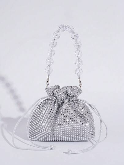 New Mini Fortune Bag Clutch Purse, Rhinestone Decor Shoulder Crossbody Bag, Elegant Handbag Suitable For Evening Dress, Fashion Versatile Chic Bag