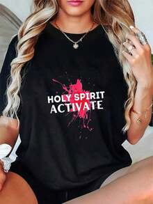 Playera Religiosa Cristiana Divertida - 100% Algodón, Activada por el Espíritu Santo - Negro - Ver 5