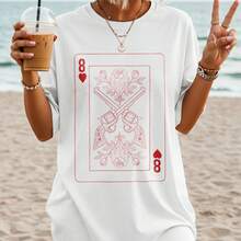 1 Piece 180g Women's T-Shirt, Men's T-Shirt. Casual Cotton Crew Neck T-Shirt. Women's Athletic T-Shirt. Designed By Y2K Generation Artists In The Bababask Style, Made From 100% Pure Cotton. Creative Cartoon Pattern Design, Comfortable Short Sleeves - 白色6 - 查看 6