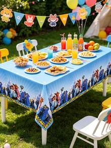 Disney Khăn trải bàn nhựa dùng một lần chủ đề Zootopia, khăn phủ bàn tiệc chống thấm nước cho các sự kiện và lễ kỷ niệm theo chủ đề, được thiết kế để mang thế giới đầy màu sắc của Zootopia đến bữa tiệc của bạn. Khăn trải bàn có nền màu xanh dương tươi sáng với điểm nhấn là những bông tuyết, được viền bởi họa tiết lặp lại của Judy Hopps, Nick Wilde và toàn bộ dàn diễn viên Zootopia trên nền đường chân trời thành phố mang tính biểu tượng. - Khăn trải bàn - Xem 8