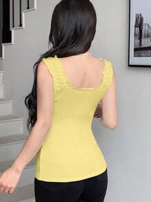 Top sin mangas de unicolor minimalista para mujer, uso casual de todos los días - Multicolor 2 - Ver 2