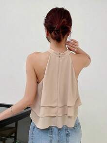 Blusa sin mangas de vestir informal y sencilla para mujeres, para salir - Albaricoque 2 - Ver 2