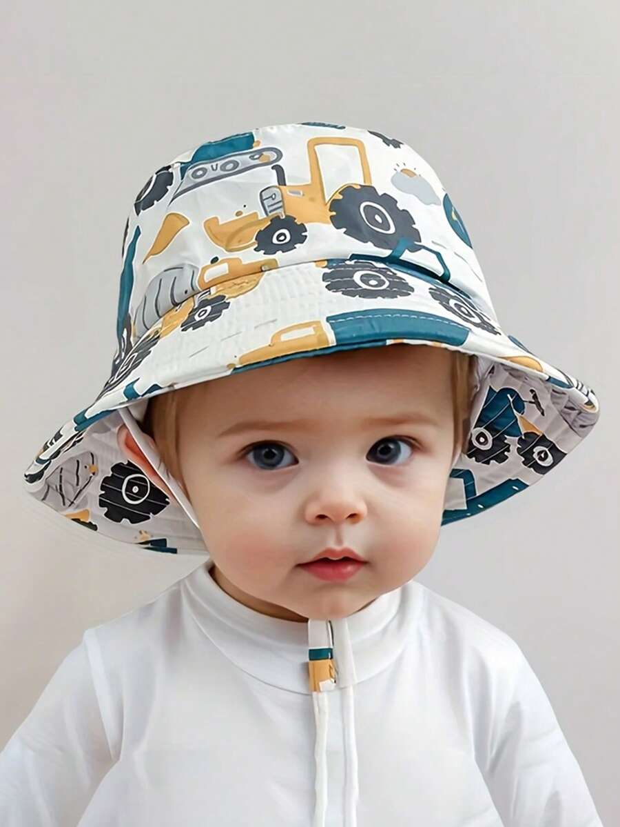 1顶卡通海洋动物图案浅蓝色婴儿/幼儿遮阳帽，适合春、夏、秋季户外防晒 - 白色 - 查看 1