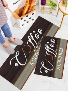 1/2 Pieces Farm Kitchen Carpet Set, Coffee Style Theme Decorative Kitchen Carpet, Non-Slip Absorbent Washable Floor Mat, Family Indoor Carpet. - Multicolor - View 7