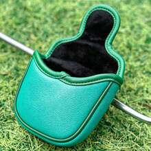 1PC Golf Two-Person Squatting Figure Pattern Style Golf Club Head Cover, Golf Putter Cover, Golf Mallet Putter Cover, Semi-Circular Putter Cover, Golf Club Head Cover - PU Material With High-End Embroidery, Fits Most Brands - Multicolor - View 6