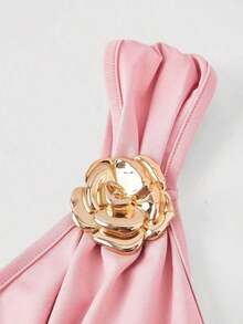 Hannahelzahed  MOD Falda de cola de pez con pliegues asimétricos y broche dorado como decoración - Rosa - Ver 3