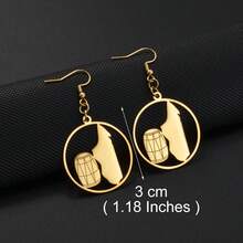 1 Đôi bông tai hình trống tròn, họa tiết bản đồ Madagascar và hoa dâm bụt, chất liệu thép không gỉ, dành cho nữ. - Nhiều màu - Xem 9